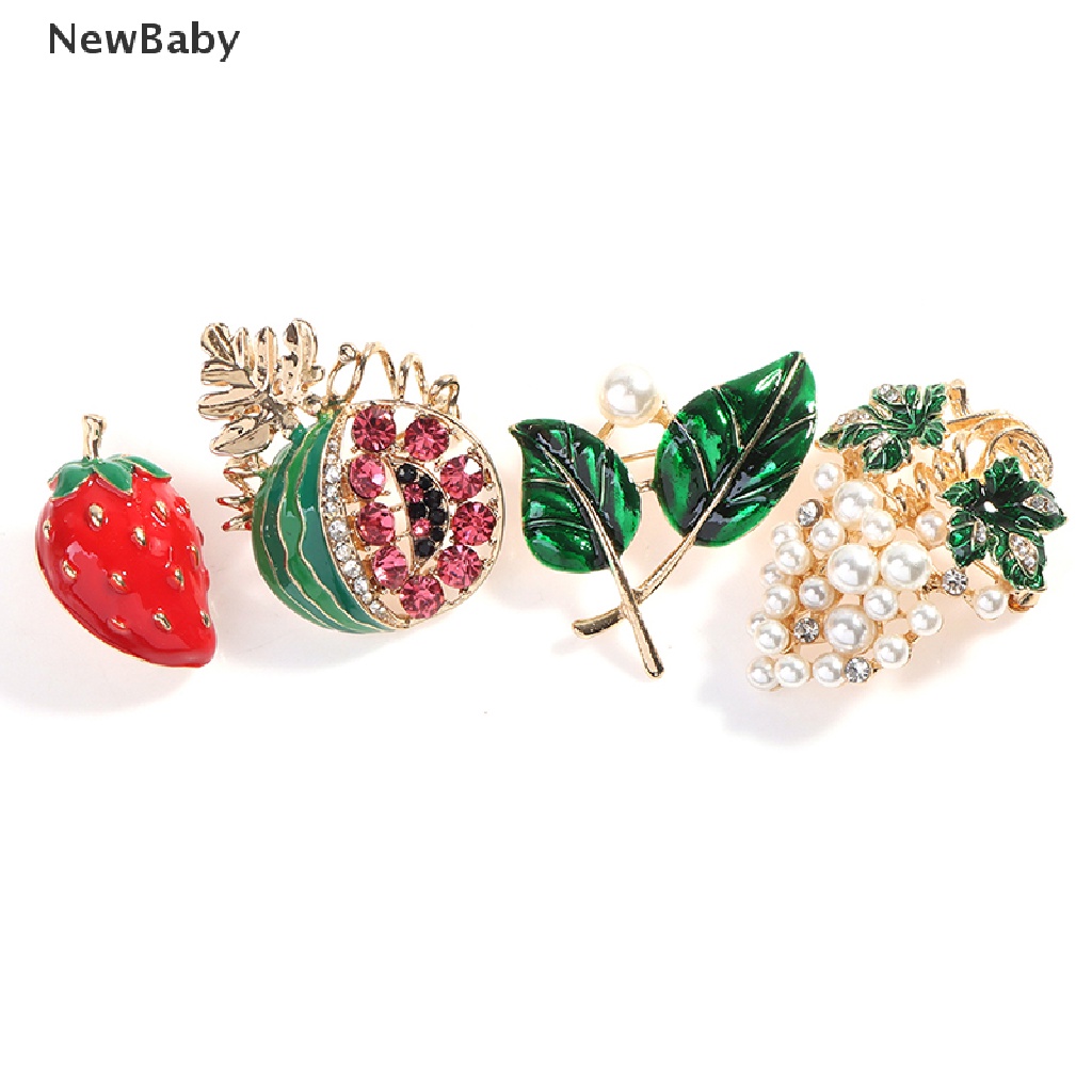 Newbaby 1PC Bros Pin Alloy Desain Buah Hias Mutiara Untuk Wanita