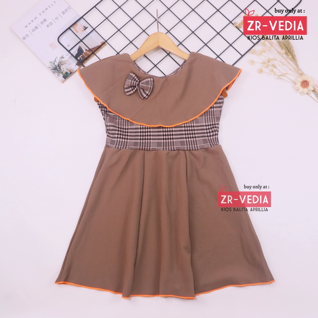 Dress Evelin uk 3-4 Tahun / Baju Anak Perempuan Atasan Model Dres Cewek Gaun Pesta Motif Polos Bunga