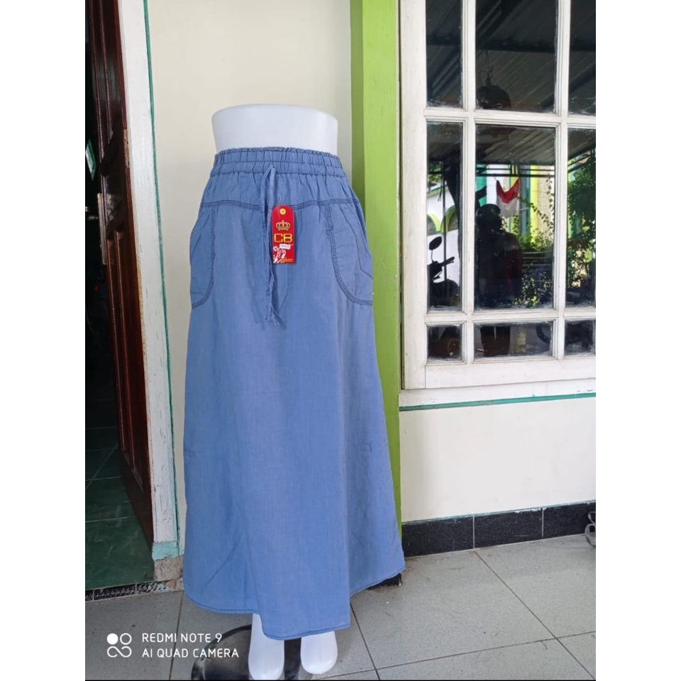 ROK JEANS PANJANG PAYUNG TORINO/PHOTO ASLI/ ROK PANJANG DENIM/ ROK MUSLIMAH