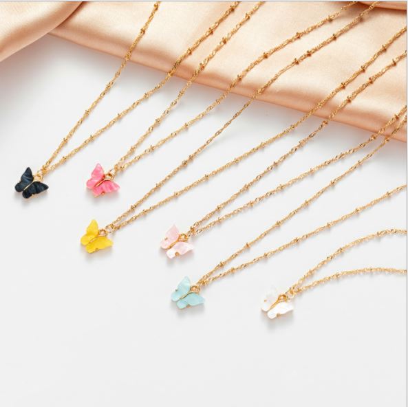 Kalung Rantai Liontin Kupu-kupu Butterfly Necklace Color Aksesoris Wanita