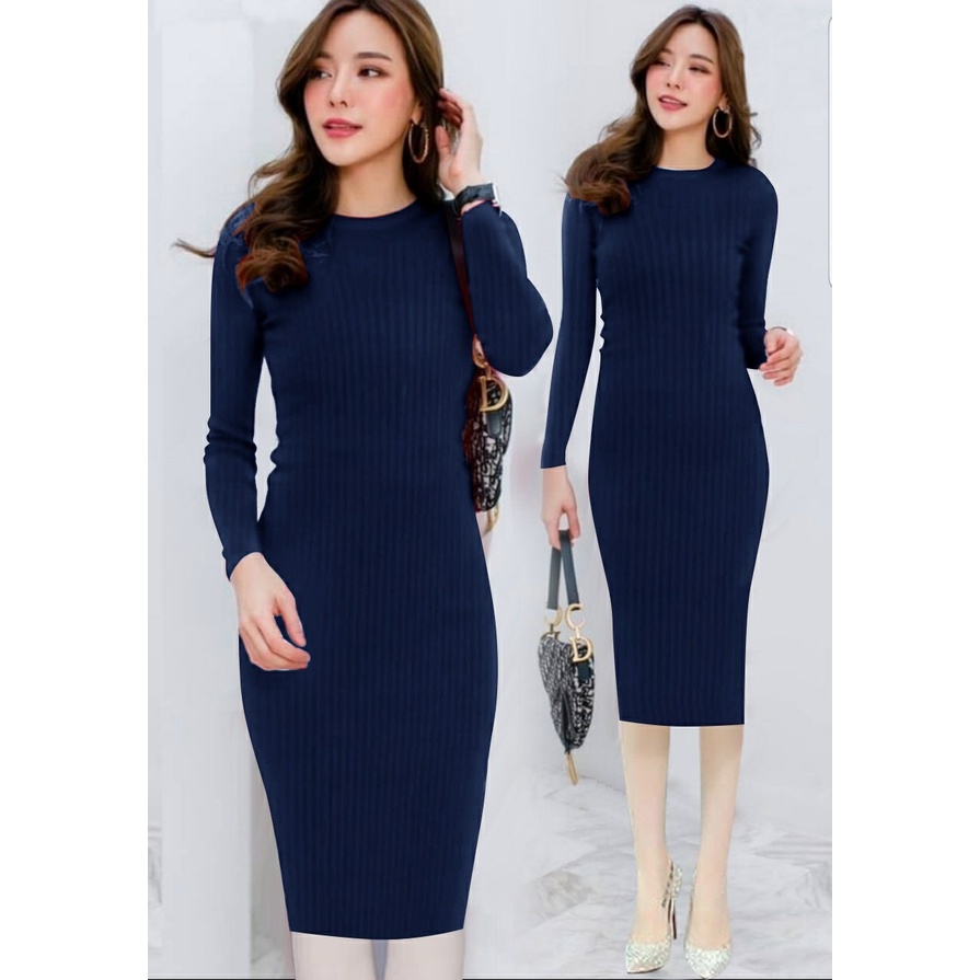 Dress Ketat Diora - Midi Dress Tanggung - Dress Keren Tervaforit
