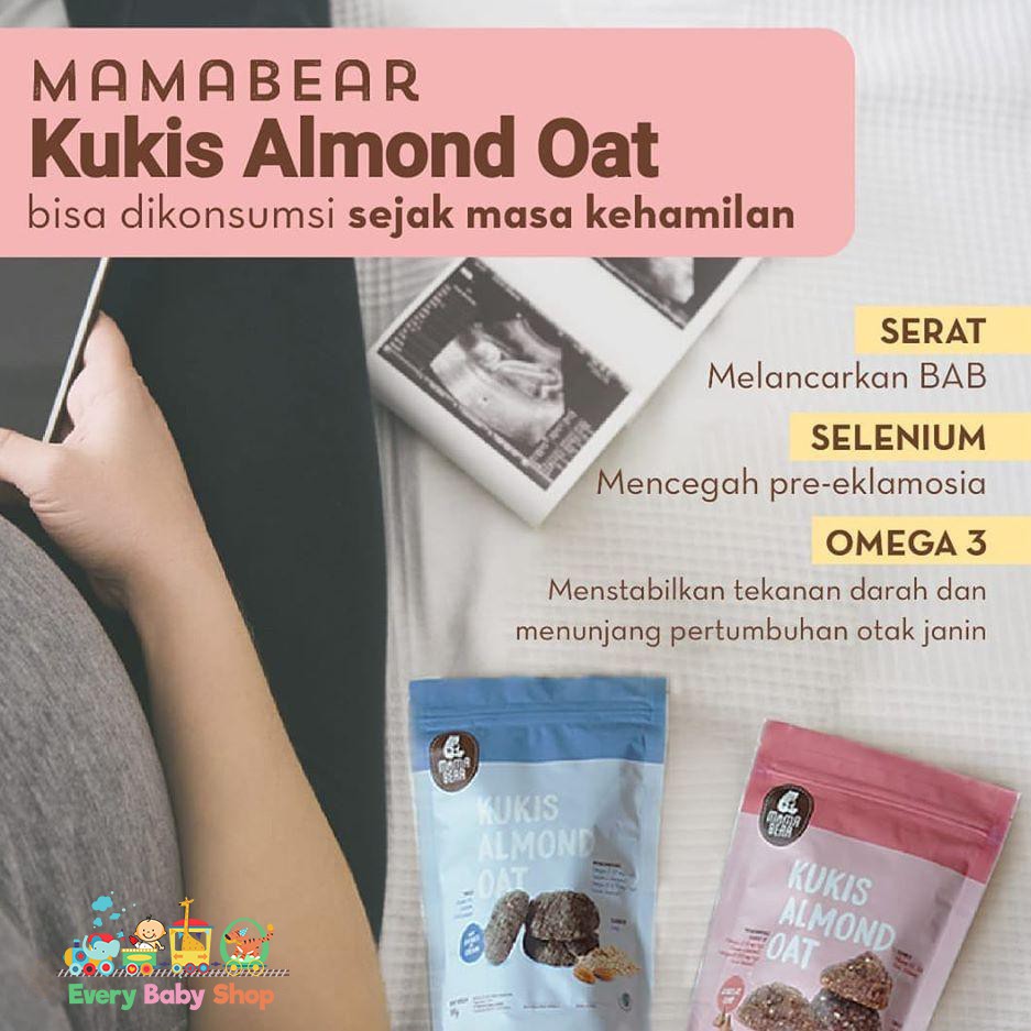 Mama Bear KUKIS ALMOND OAT / KOOKIE BITES LESS SUGAR Asi Booster - Kue Pelancar ASI Enak - Cookies Cream Choco Chips Kurma Mamabear