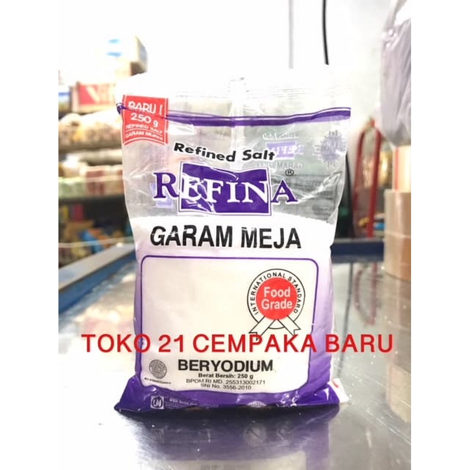 

Garam REFINA 250 gram | Garam Meja Salt Bersih Putih Halus Beryodium 250g