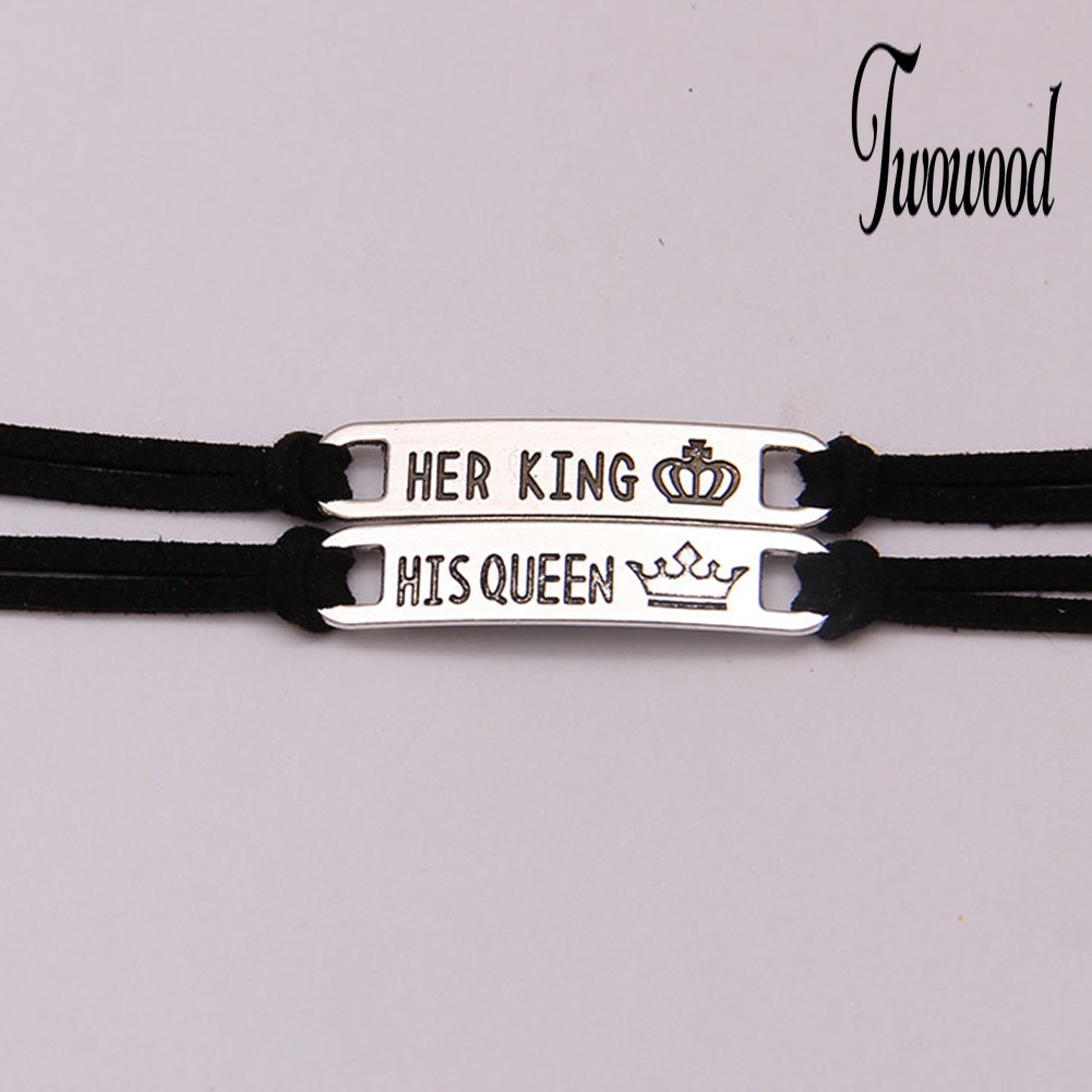 Gelang Pasangan Desain His Queen Her King Untuk Hadiah