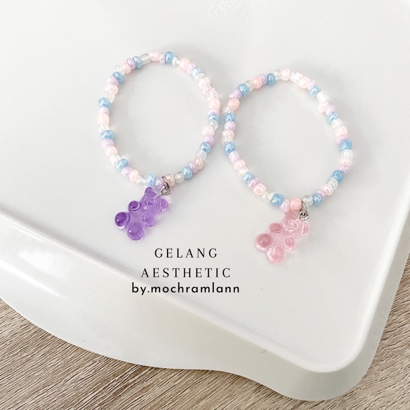 GELANG MANIK BEADS RING KOREA MODEL GUMMY BEAR TRANSPARAN / GELANG GUMMY BEAR AESTHETIC / GELANG MANIK MANIK KOREA