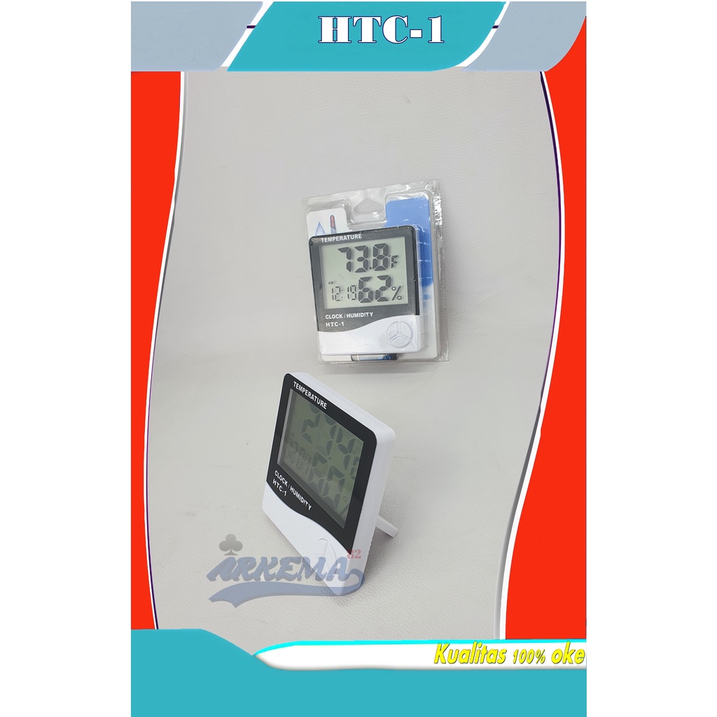 ALAT UKUR SUHU &amp; JAM DIGITAL | PENGUKUR TEMPERATURE RUANGAN | THERMOMETER HYGROMETER CLOCK HTC-1