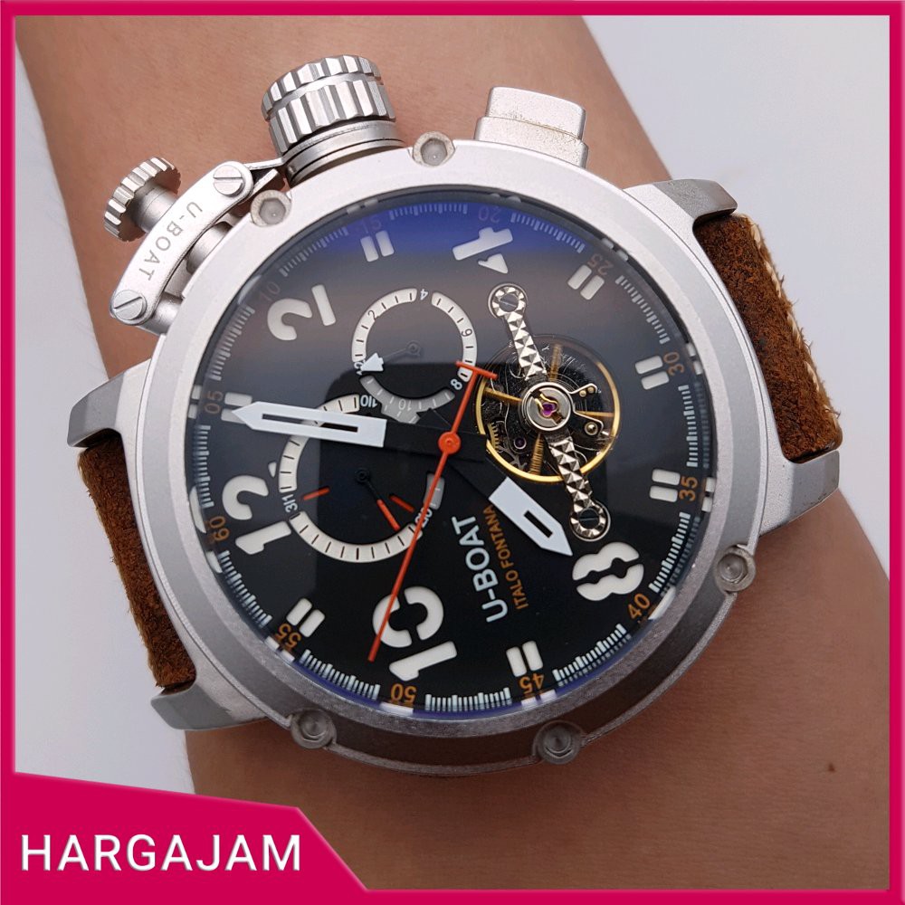 Jam Tangan Pria Automatic U-boat U1849 Super Chrono by hargajam uboat cowok elegan otomatis