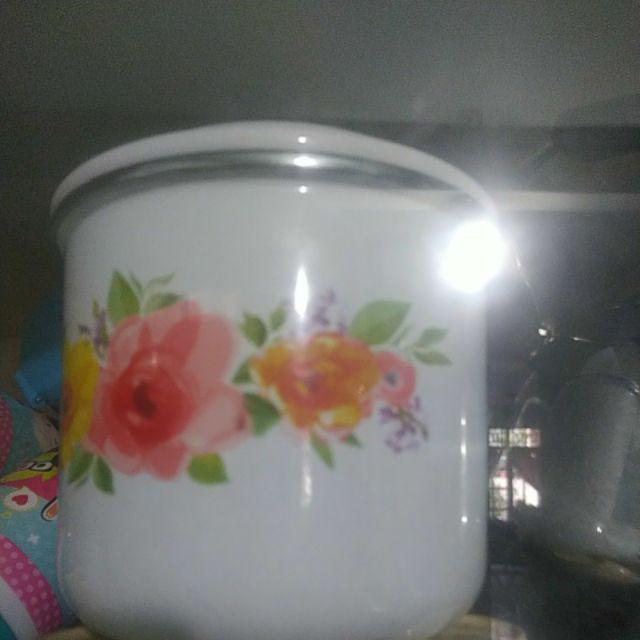 Ideal Mug Enamel Jadul Diameter 12 Cm Ber Motif Bunga Cantik