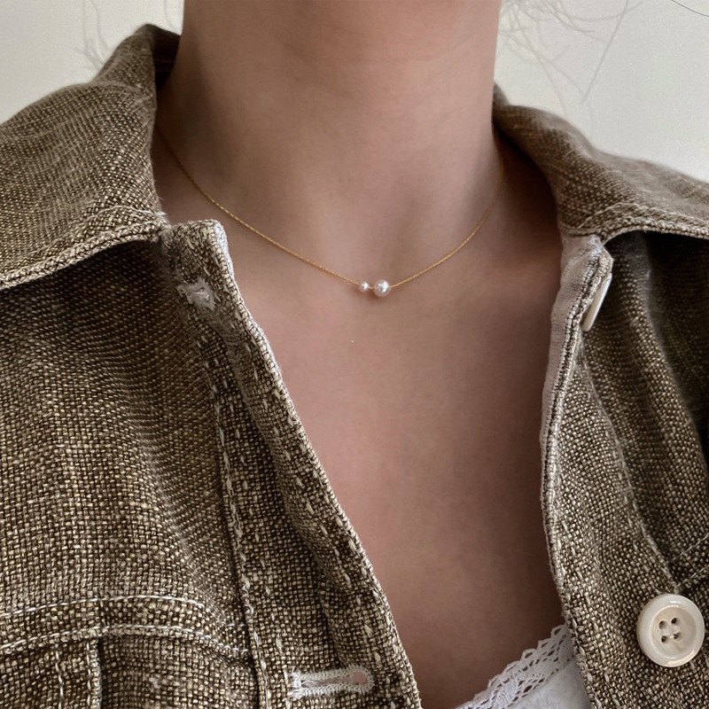 Kalung Liontin Mutiara Bahan Alloy Warna Emas Untuk Wanita