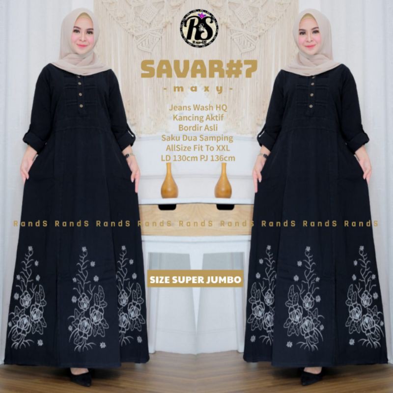 TERBARU GAMIS BLACK JEANS WASH HQ MIX BORDIR ORI SAVAR by RANDS