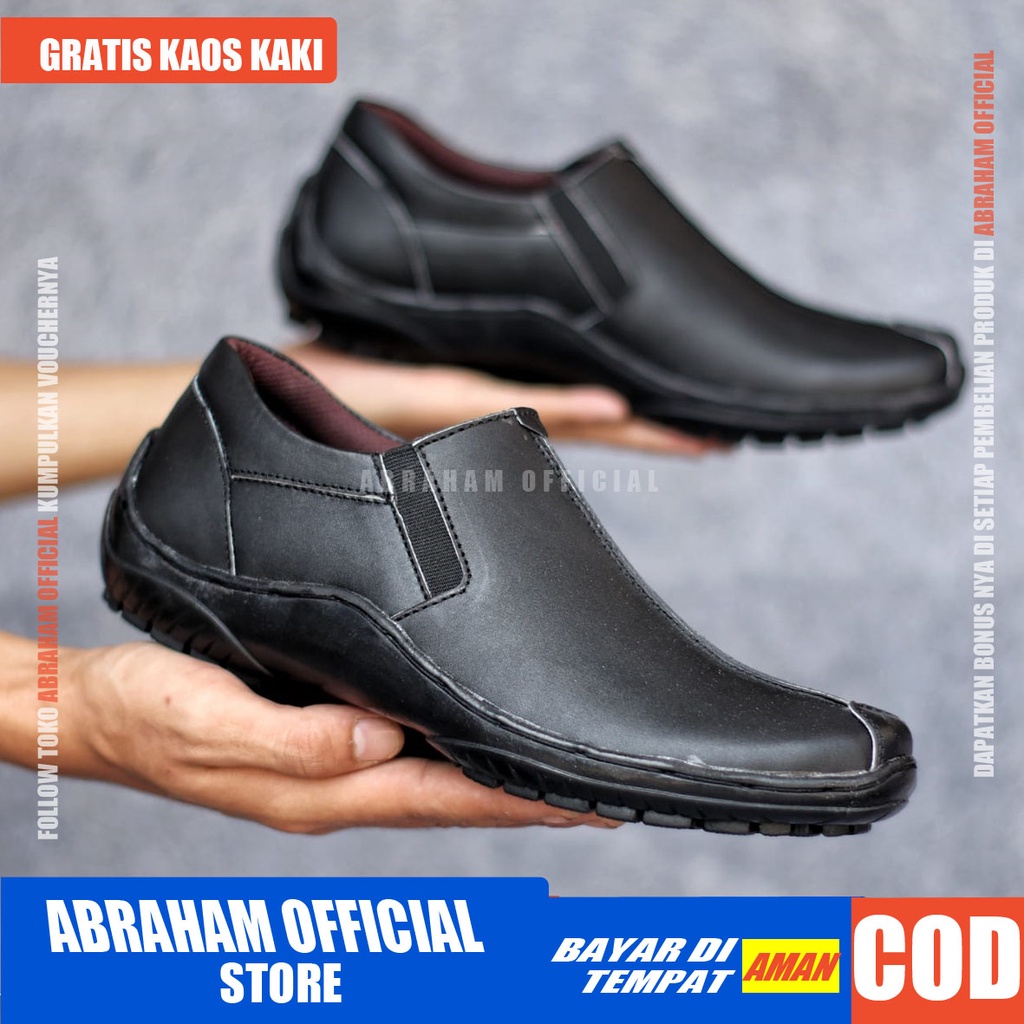 ABRHM Verdic Hitam Sepatu Kulit Pria