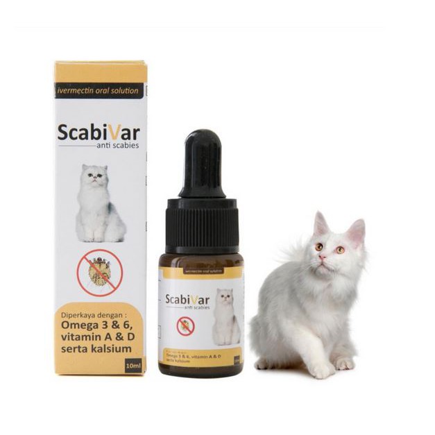 Scabivar Obat Scabies/Skabies Kucing Kelinci 10ml Obati Bulu Rontok Penyakit Kulit Keras Bersisik Kemerahan