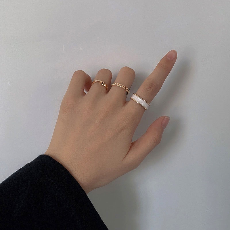 3pcs / Set Cincin Model Terbuka Adjustable Untuk Wanita