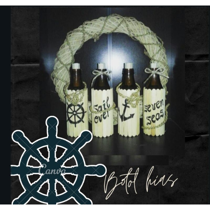 1 Set Botol Hias A | Hiasan Meja | Hiasan Lemari | Hiasan Kayu | Hiasan Unik,botol hias