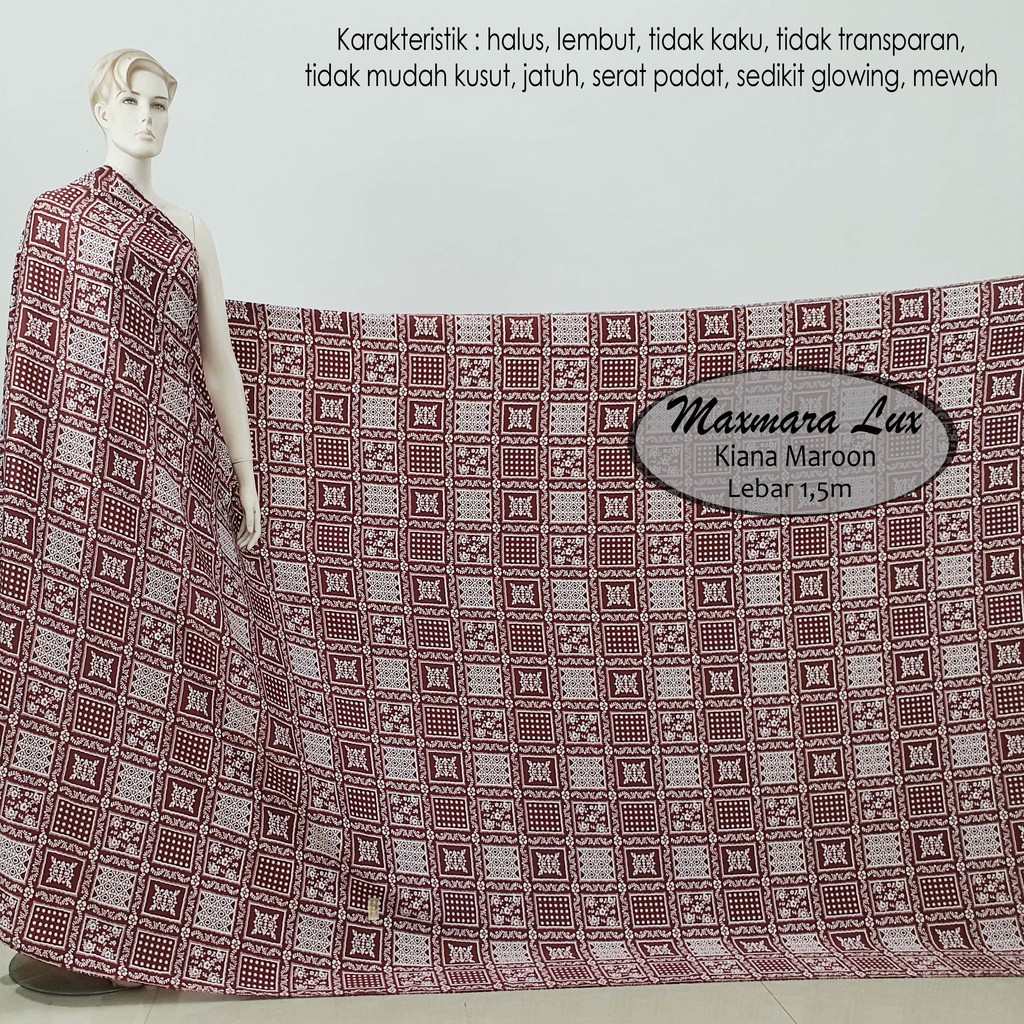 KAIN MAXMARA LUX MOTIF "KIANA MAROON" (harga per 0,5m)