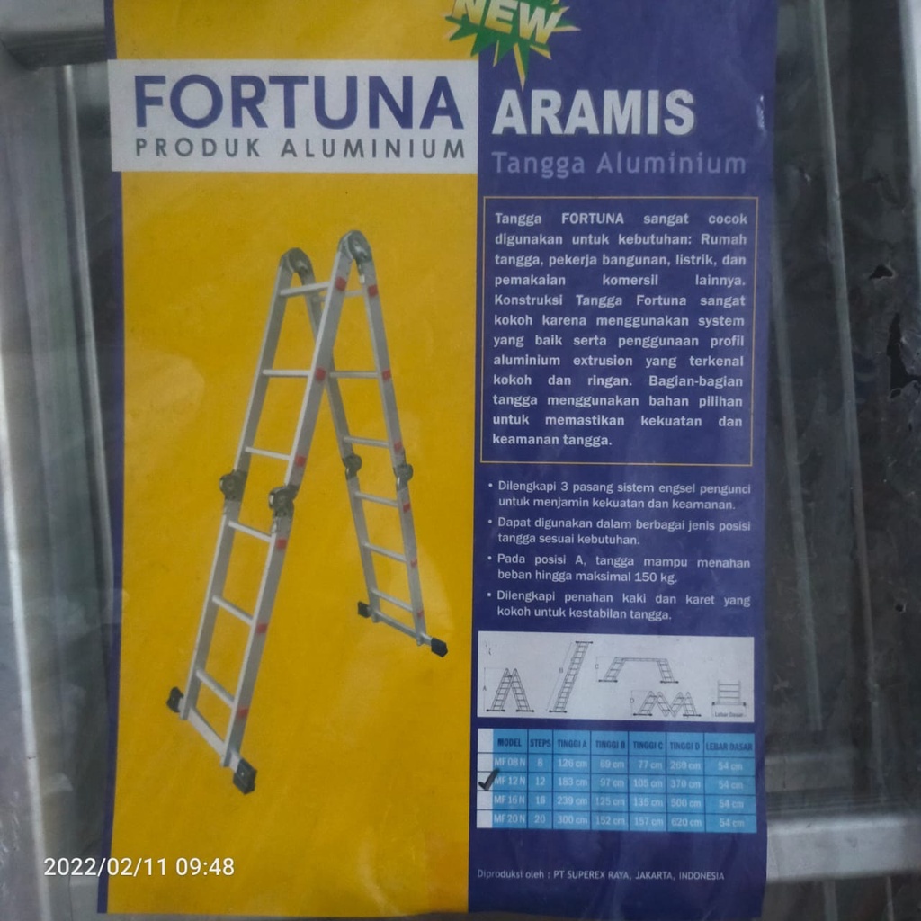 Fortuna Aramis MF12 Tangga Lipat Multiguna Aluminium Tinggi 179cm Bentang 3,6meter MF 12