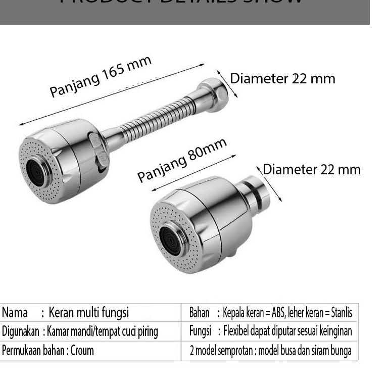 Hot - Sambungan Kepala Kran Air Putar Cuci Piring Flexible Faucet Sprayer