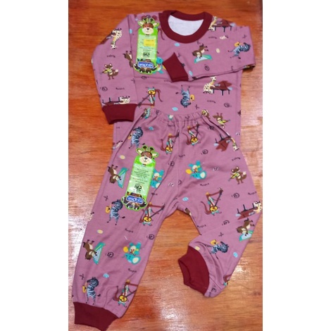 Setelan Anak Bayi RIDGES Panjang Motif Dino Parasut S,M,L,XL Piyama Bayi Lengan PANJANG