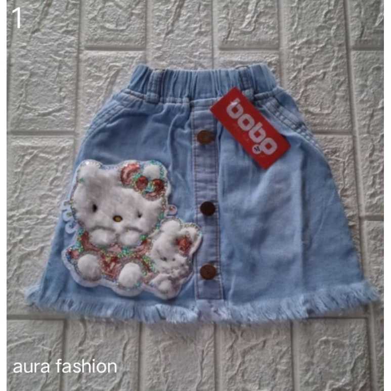 ROK JEANS ANAK USIA 1-7 TAHUN//ROK JEANS ANAK RAWIS KARAKTER BULU USIA 1-7 TAHUN/ROK JEANS ANAK TUTU GAMBAR KARAKTER BULU