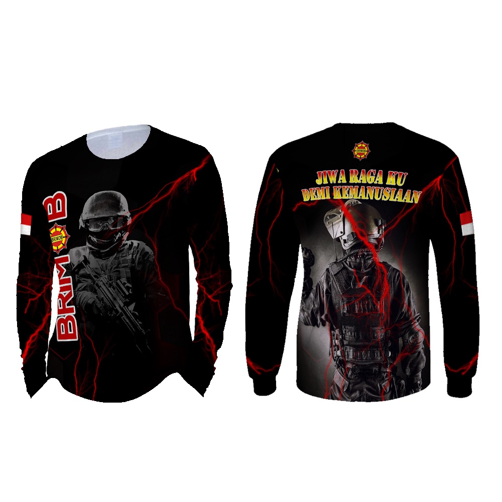 KaosArmy - Kaos Brimob Lengan Panjang | Kaos Brimob Pria | Kaos Brimob Full Print | Kaos Brimob