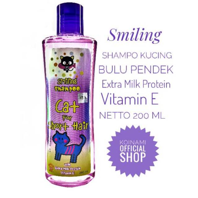 SMILLING FOR SHORT HAIR 200ml UNGU / raid all / shampo kucing bulu pendek / cat / hewan / pet