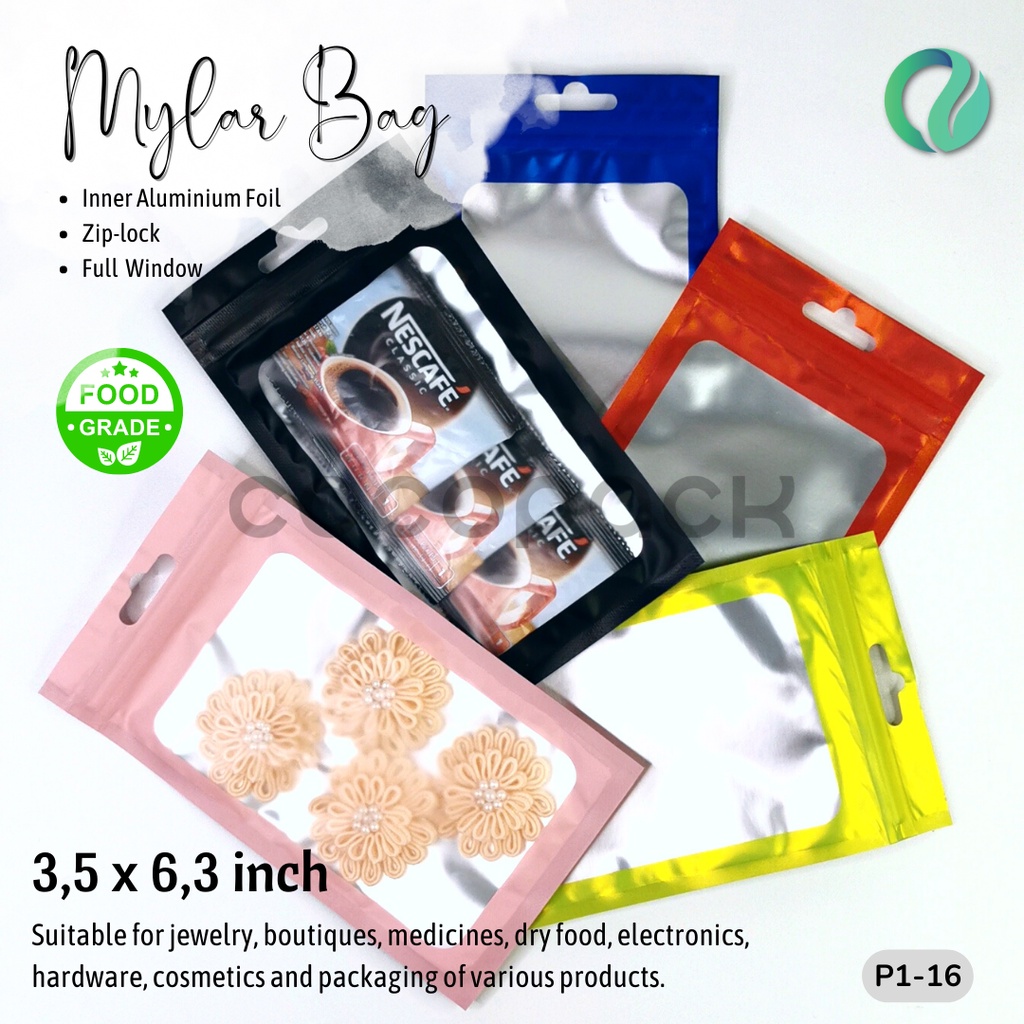 

Aluminium Foil Mylar Zip Lock Bag Full Window 9x16cm 10PCS
