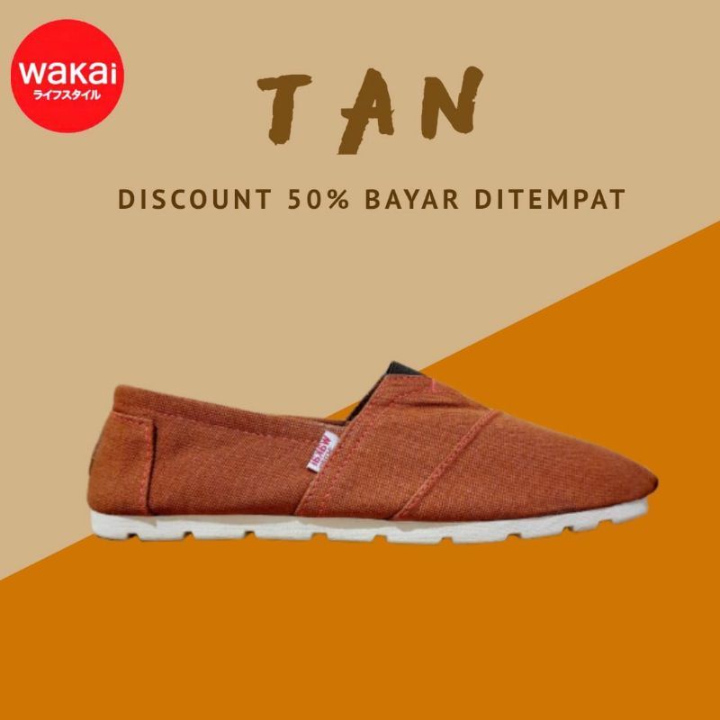 SEPATU SLIP ON ANAK PRIA WANITA DEWASA WAKAI COKLAT TAN TERBARU