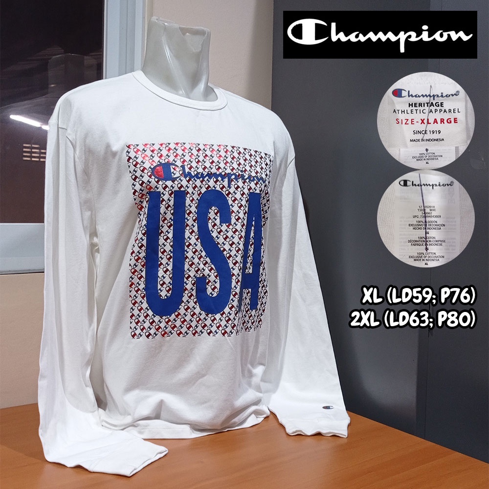 Sweater Crewneck Katun Casual Kasual Putih CHAMPION (160521-N14)
