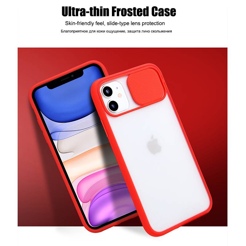 For iPhone 11 12 Mini Case 11 Pro Max Push Camera Protection Matte Clear Shockproof Case For iPhone XR X XS Max 8 7 Plus Cover