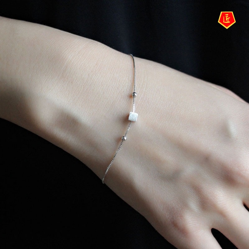 [Ready Stock]Simple Cute Small Square S925 Sliver Beads Bracelet