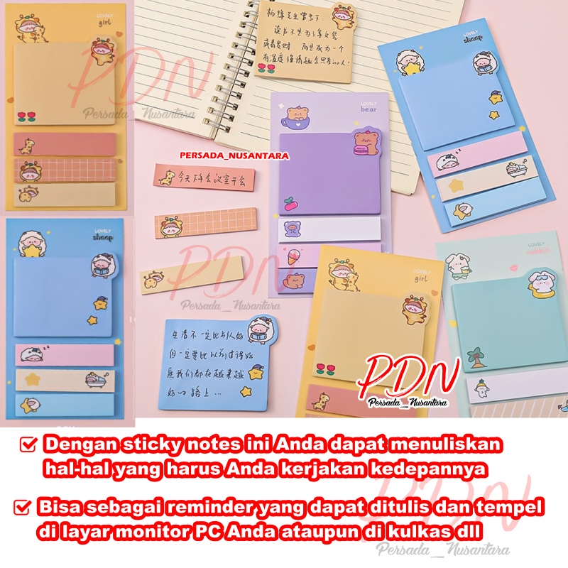 STICKY NOTE NOTES AESTHETIC TO DO LIST MEMO PAD PEMBATAS BUKU STICKY STIKY STIKI STIK NOTE NOTES LUCU KERTAS MEMO PAPER TEMPEL CATATAN KERTAS MOTIF PASTEL MEMOPAD NOTEPAD NOTE NOTES KOREA PERLENGKAPAN TULIS MENULIS AESTHETIC KARAKTER LUCU PN84