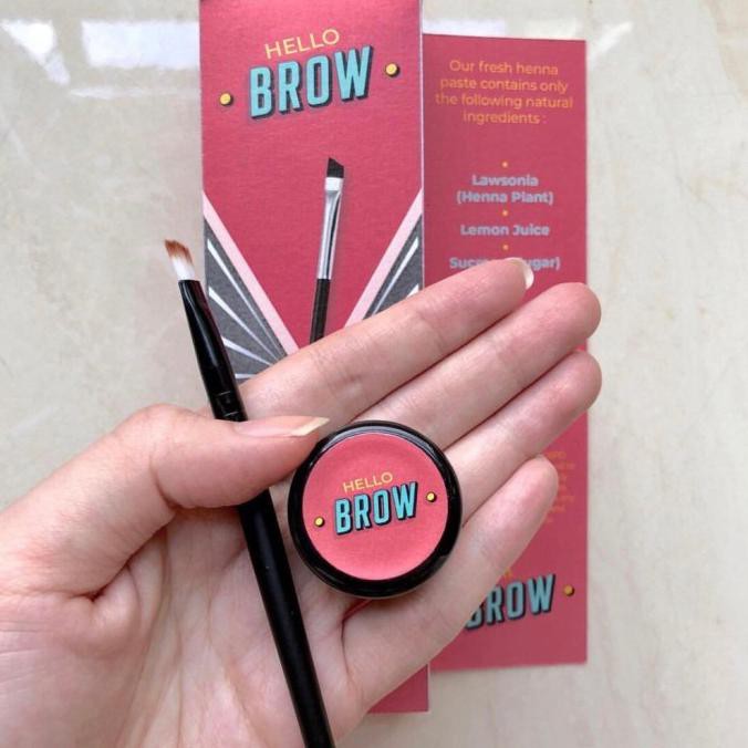 BANTING HARGA HELLO BROW SET (HENNA+KUAS) - Henna Alis Halal Arab Bahan Alami ORI - Hitam