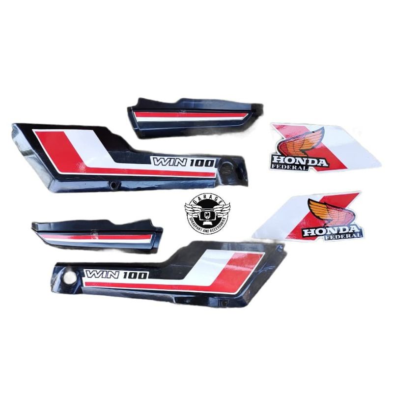 Cover body Honda Win 100 Satu Set Striping Win100 Merah Putih
