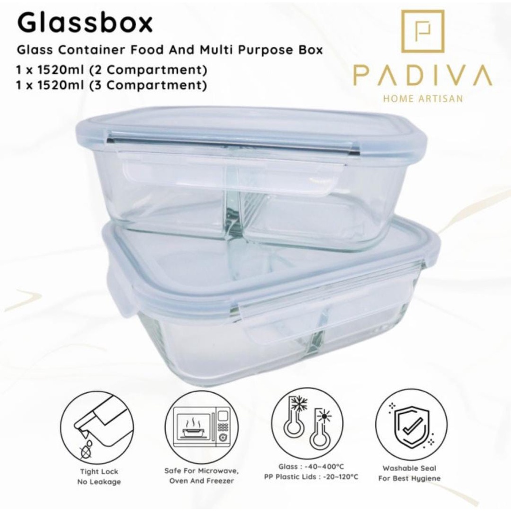 Padiva Glassbox Food &amp; Multi Purpose Storage (1x1520ml)