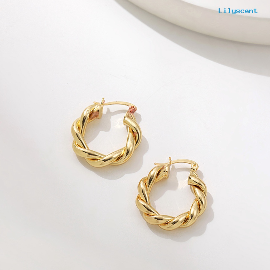 1 Pasang Anting Hoop Hypoallergenic Bahan Alloy Tebal Gaya Elegan Untuk Wanita