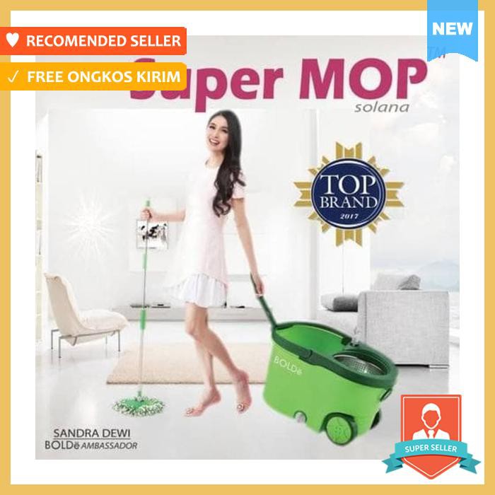 alat pel super mop bolde solana - stainless - roda - asli - supermop