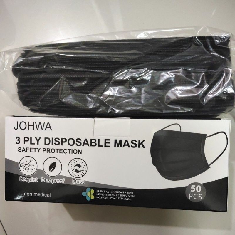 3ply Disposable mask hitam