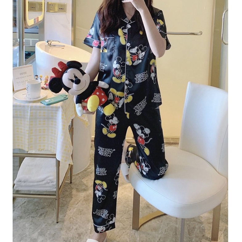 RYX - Mickey Streak Sleepwear Satu Set Baju Wanita Fashion Tidur  - Ori Import