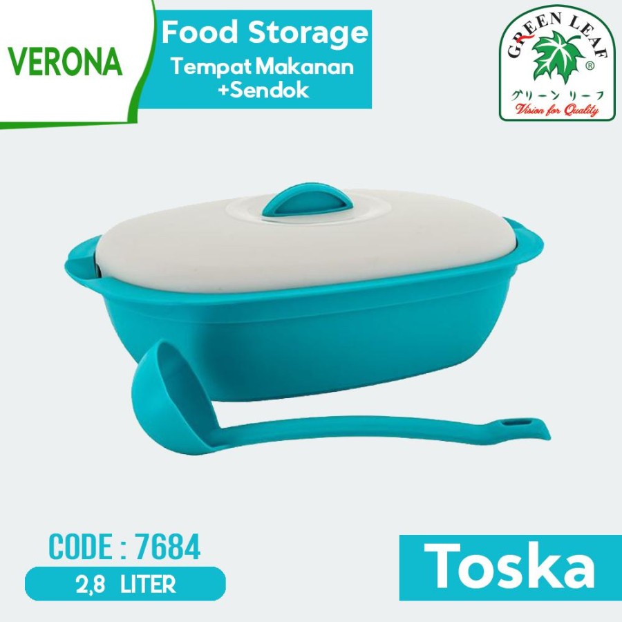 GREEN LEAF VERONA Food Storage + Sendok + Tutup 2.8 Liter -7684