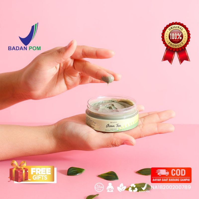 MUD MASK GREEN TEA ll DISTRIBUTOR RESMI ll FREE GIFT ll MUD MASK GREEN TEA MBC ll MASKER LUMPUR