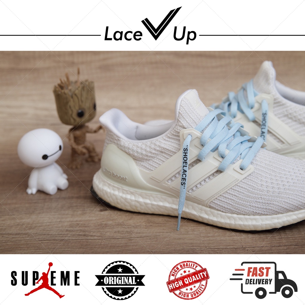 Tali Sepatu Off White &quot;SHOELACES&quot; Flat | OffWhite Laces - Light Blue