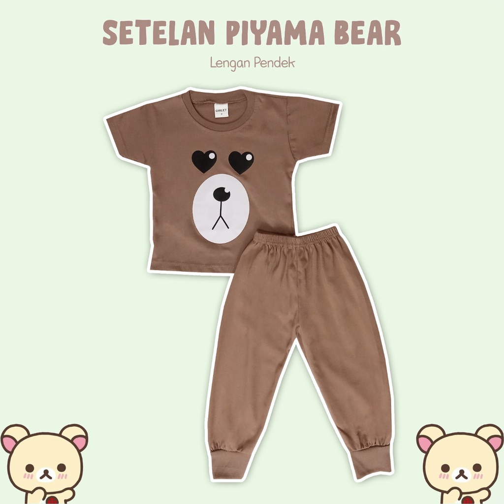Owlet - setelan anak / piyama anak bergambar / piyama panjang / baju tidur anak