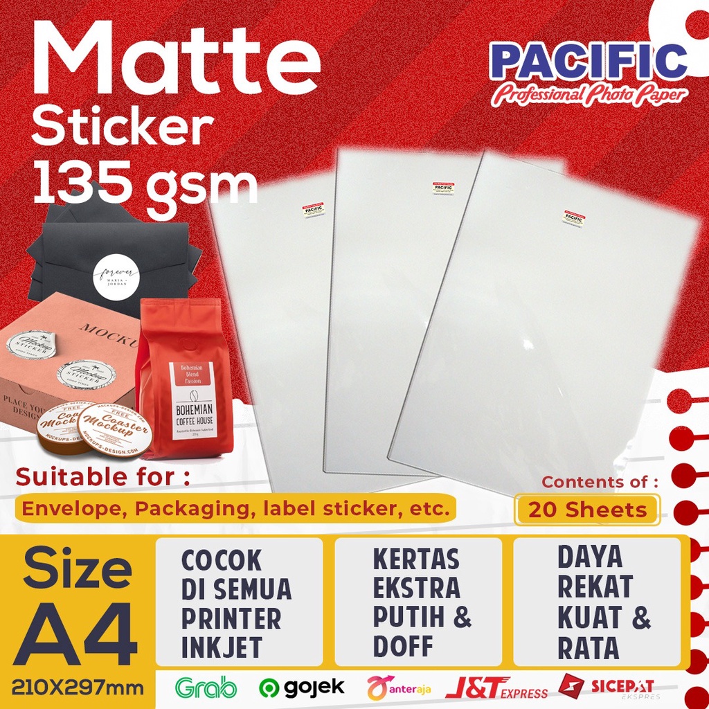 

CANOPUS Kertas Stiker Matte / Doff Sticker Paper A4 135 Gsm