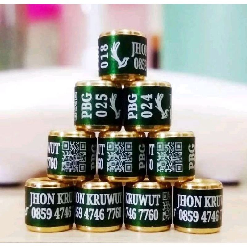 RING BURUNG MK BARCODE COSTUM NAMA / COD BAYAR DI TEMPAT / RING BURUNG BARCODE LASER