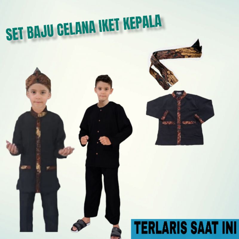 Setelan baju pangsi anak usia 3-12 Tahun plus iket kepala untuk seragam anak TK dan SD terlaris