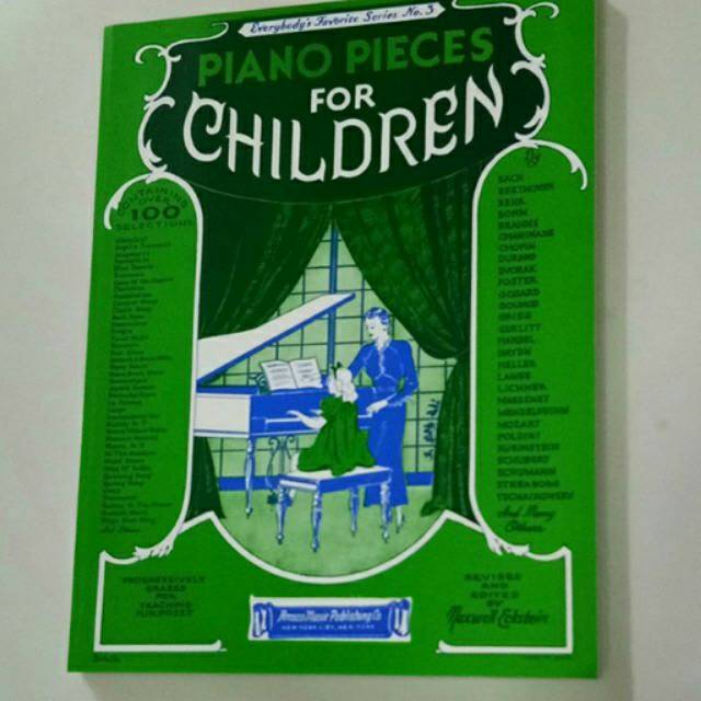 Piano pieces for children cover hijau buku piano original berisi lagu klasik