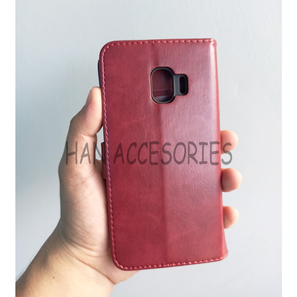 (PAKET HEMAT) Fashion Selular Flip Leather Case Samsung Galaxy J2 PRO Flip Cover Wallet Case Flip Case + Nero Temperred Glass