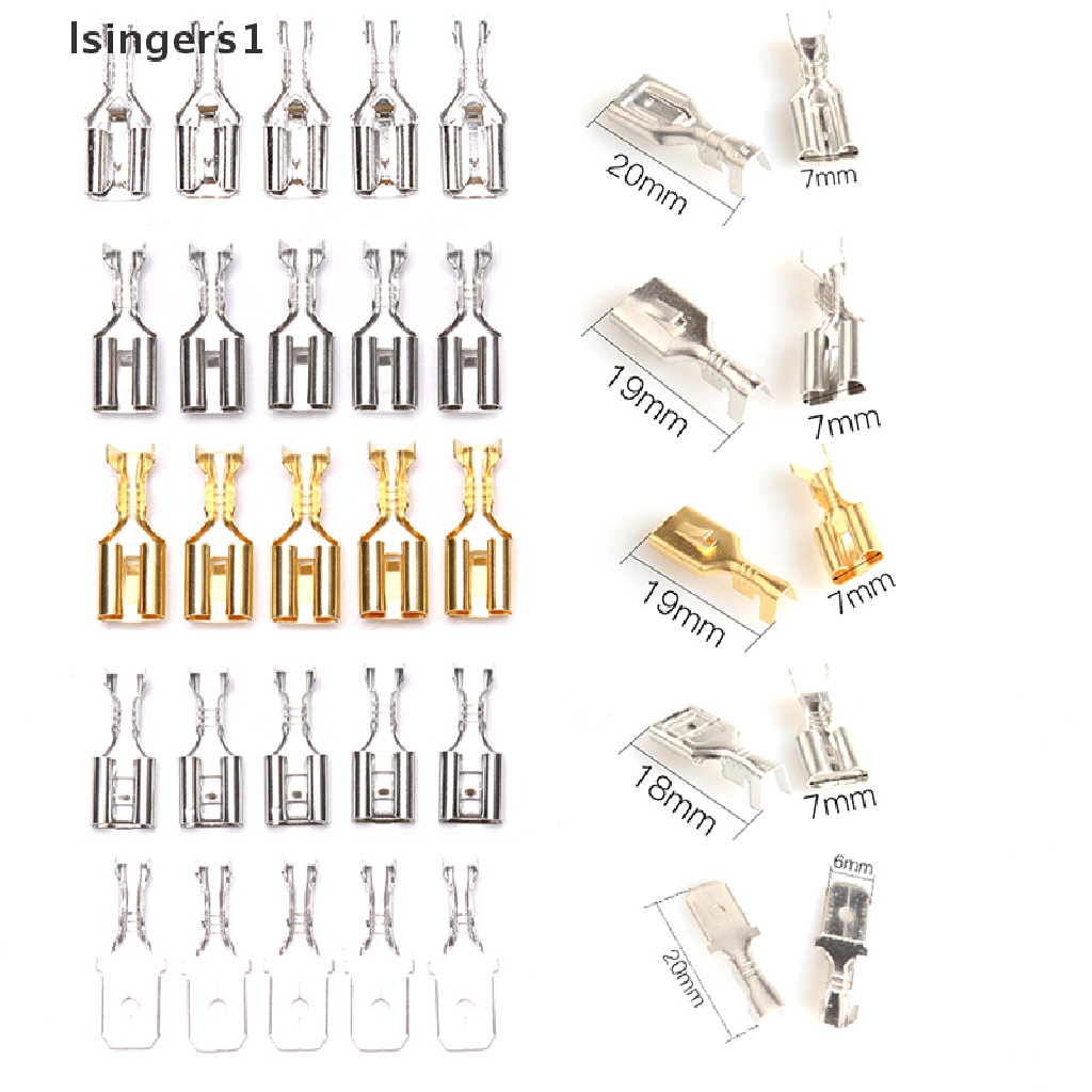 (lsingers1) 50pcs Konektor Terminal Crimp Male Female 6.3