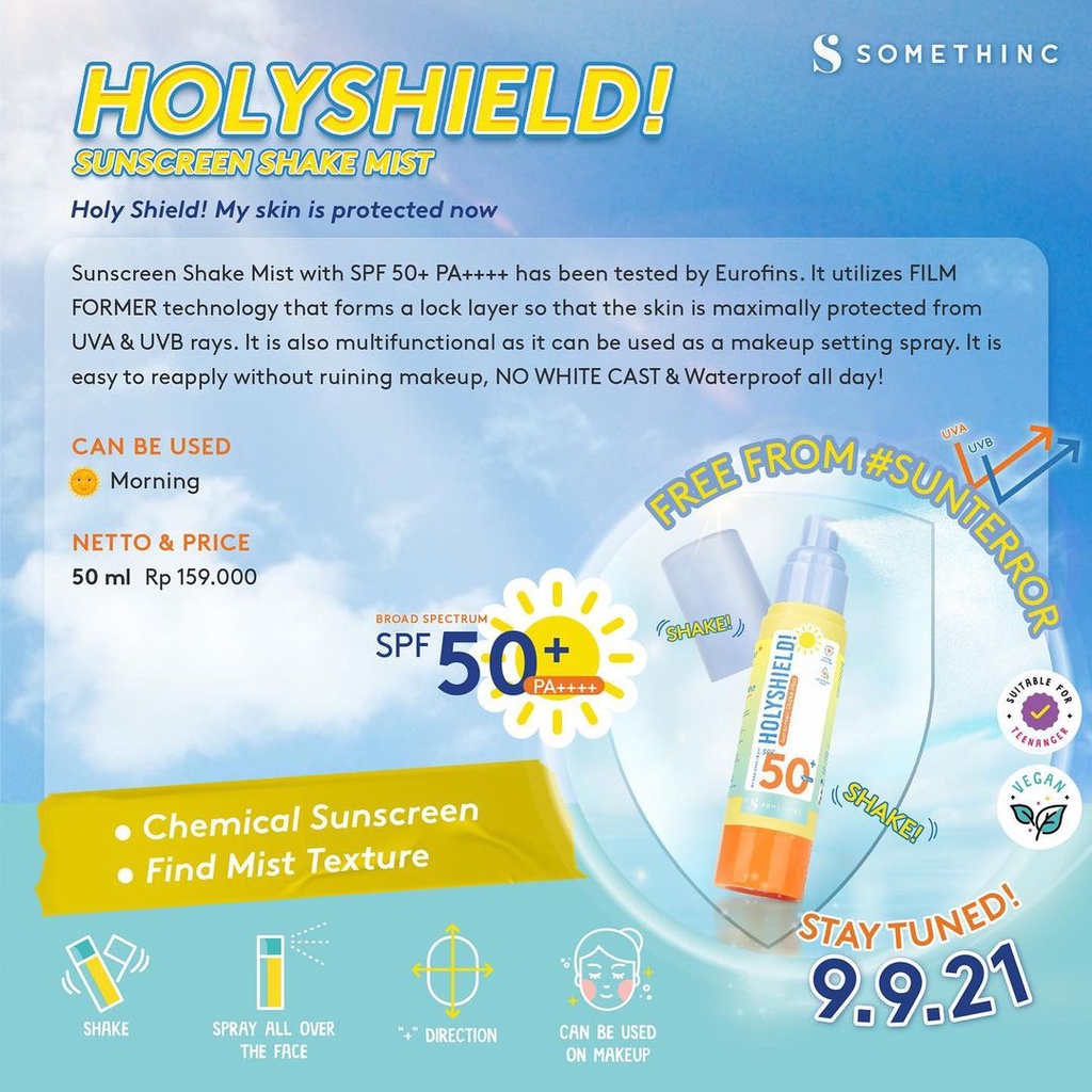 Somethinc Holyshield Glowing Up Sunscreen Stick SPF 50 PA++++ | Shake Mist | Comfort Corrector Serum