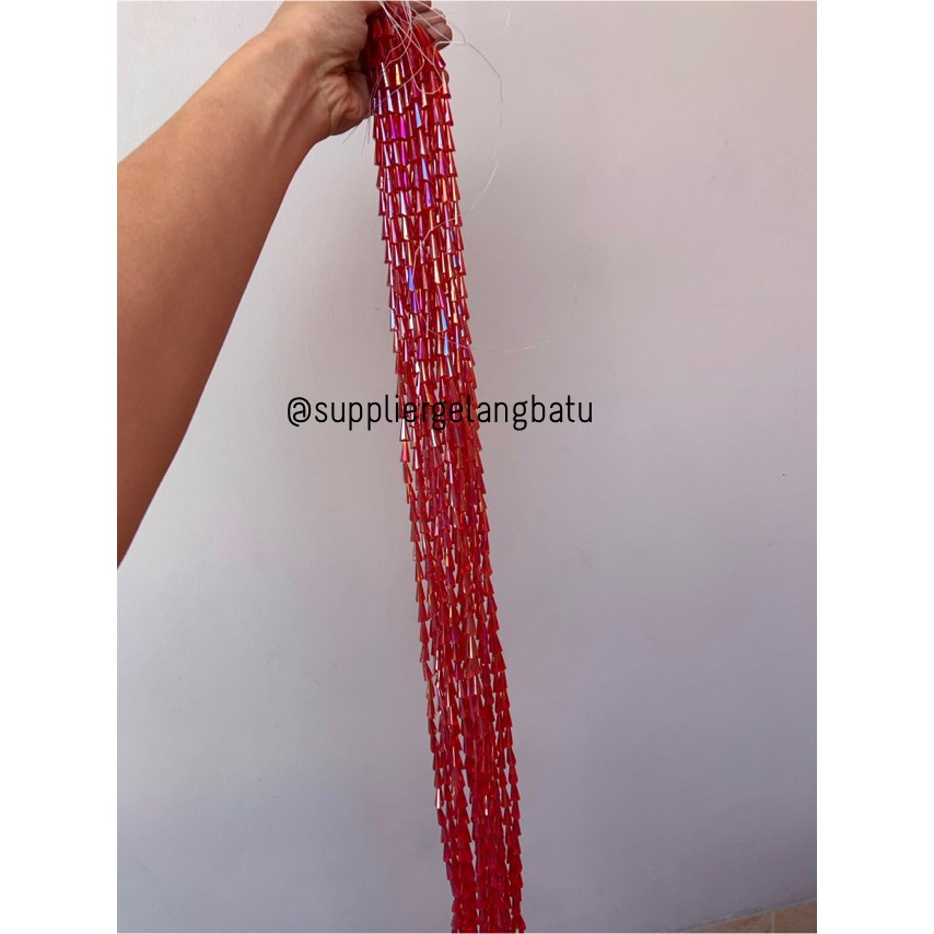 kristal terompet 16 x 10mm RED MERAH blink payet rajut gelang kalung